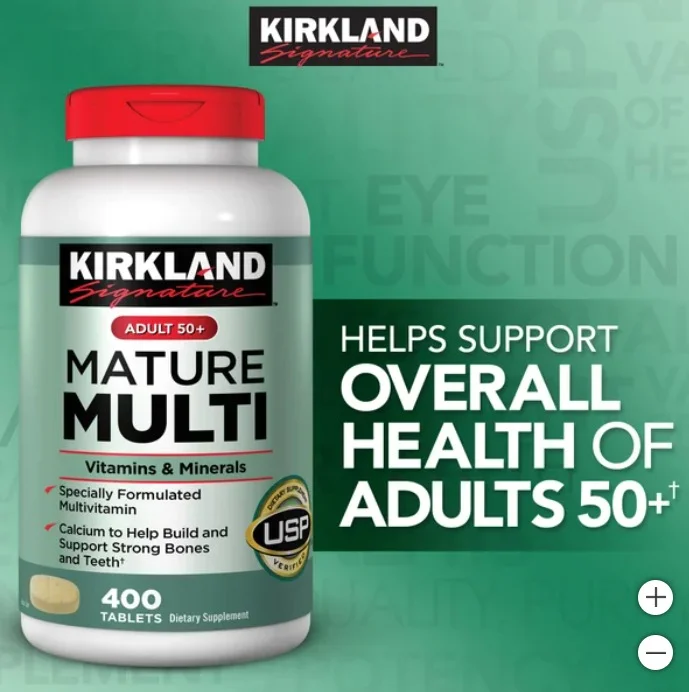 Multivitaminas y minerales Adultos 50+ 400 tabletas,  Kirkland - Imagen 2