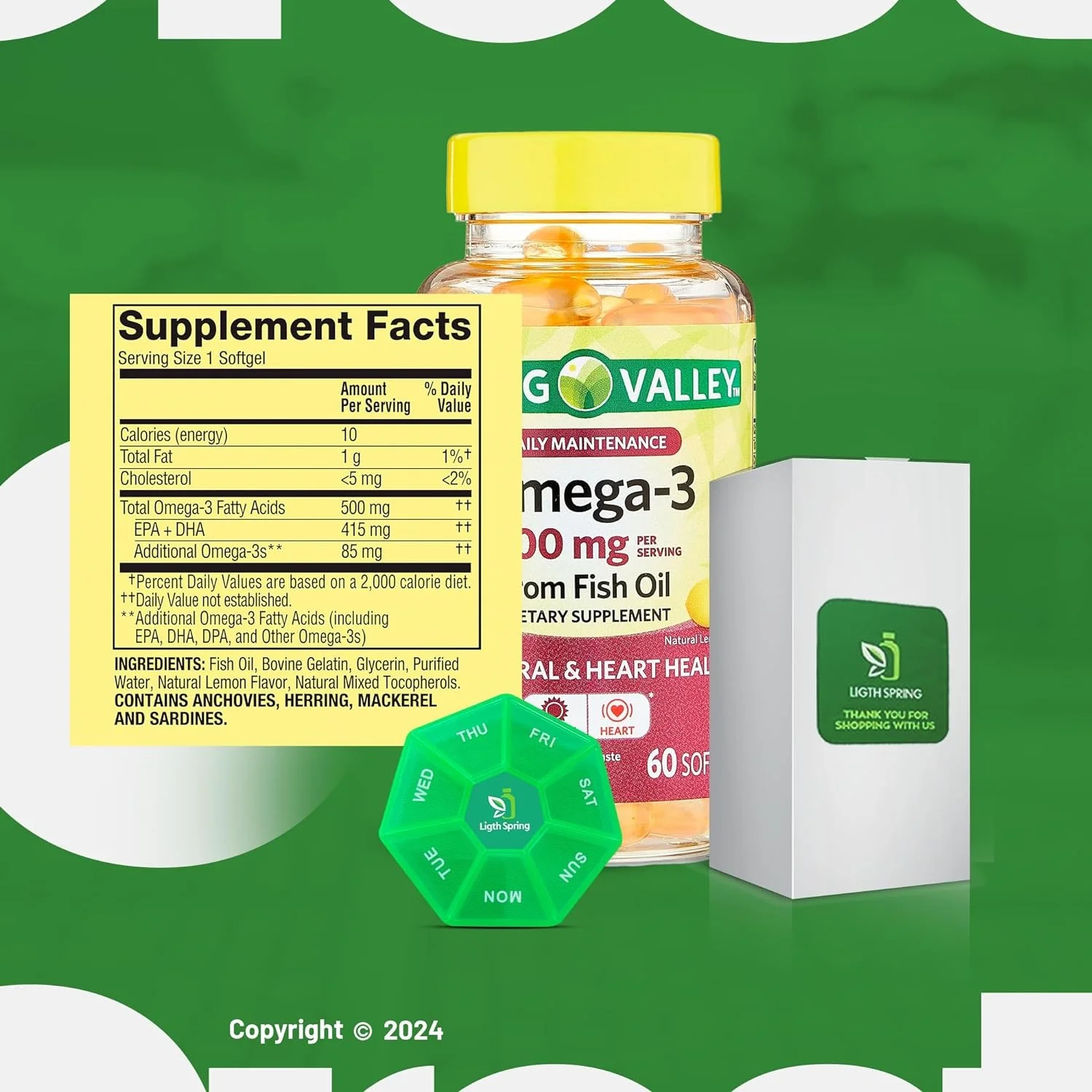Omega 3, 500 mg, 60 Capsula, Spring Valley - Imagen 3